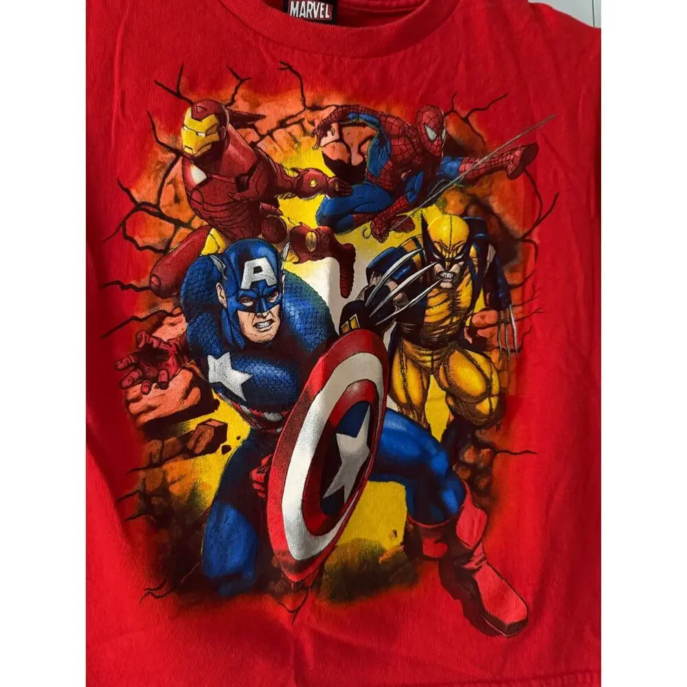 Mad Engine Marvel Spiderman Captain America Graphic Shirt Boys M 5-6